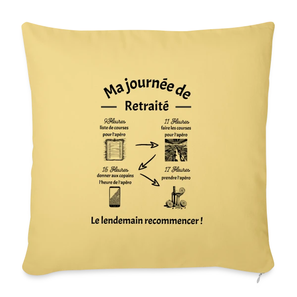 Joyeuse Retraite - Nouvelle Vie, Plus de Loisirs sur Housse de coussin décorative 45 x 45 cm