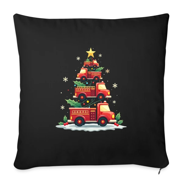 Camion de Pompiers Amusant - Noël sur Housse de coussin décorative 45 x 45 cm