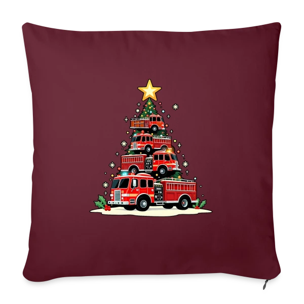 Camion de Pompiers Rigolo - Noël Enchanté sur Housse de coussin décorative 45 x 45 cm