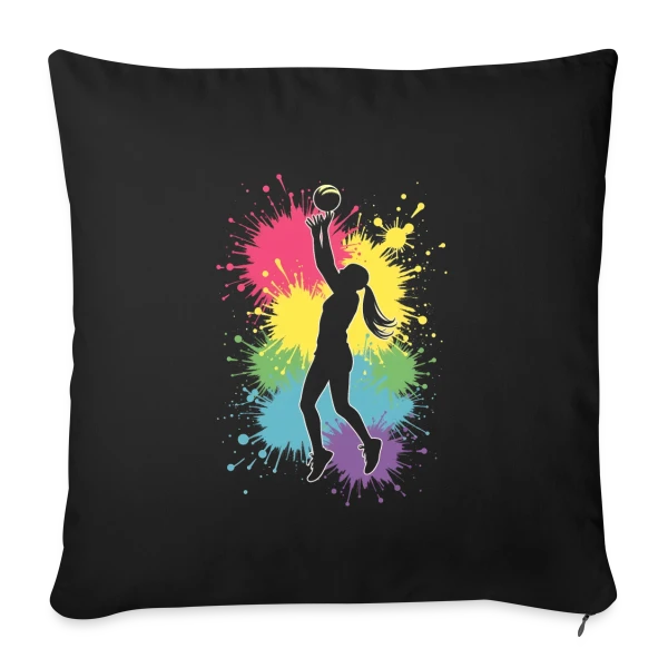 Passion Volley-ball Féminin - Joueuse avec Cœur sur Housse de coussin décorative 45 x 45 cm