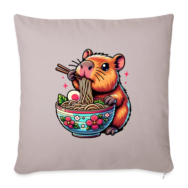Capybara Mignon Ramen sur Housse de coussin décorative 45 x 45 cm