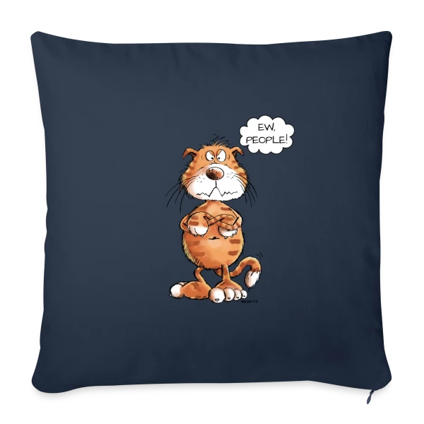 Chat grincheux rouge "Ew People" - Sarcasme félin sur Housse de coussin décorative 45 x 45 cm