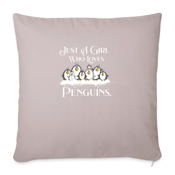 Juste une fille qui adore les pingouins - T-shirt humour sur Housse de coussin décorative 45 x 45 cm
