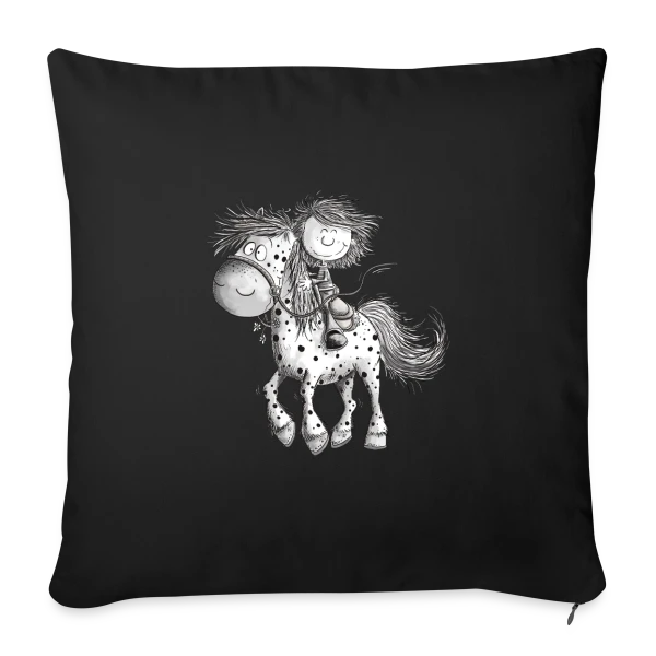 Cheval et cavalier rigolos - Dessin animé sur Housse de coussin décorative 45 x 45 cm