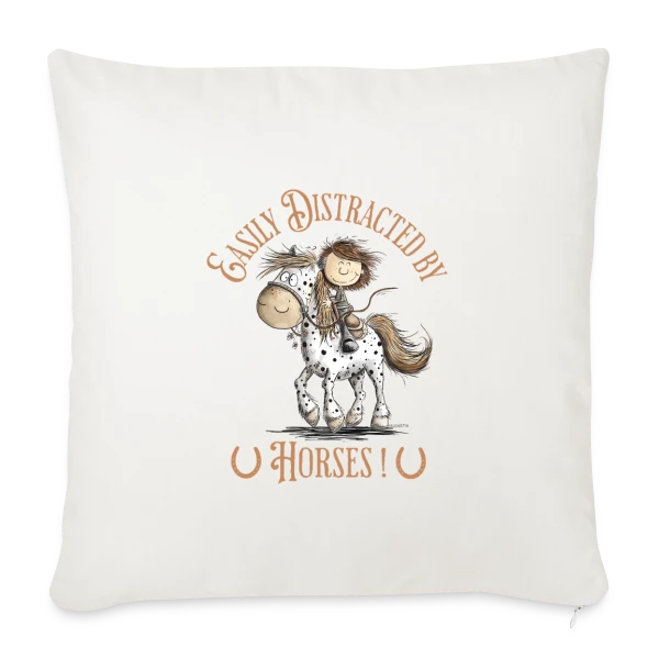 Cheval Cavalier Rigolo sur Housse de coussin décorative 45 x 45 cm