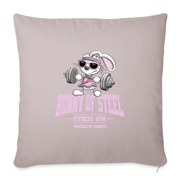 Lapin Fitness - Entraînement 'Powered by Carrots' sur Housse de coussin décorative 45 x 45 cm