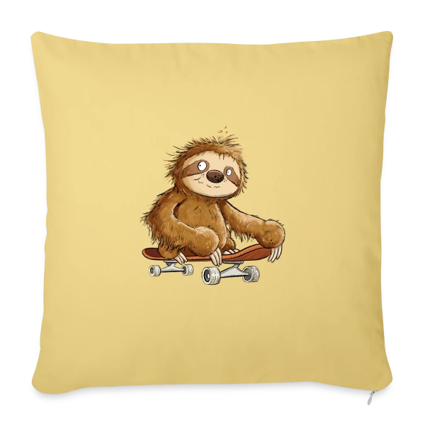 Paresseux Skateboarder Cartoon - Relax et Style sur Housse de coussin décorative 45 x 45 cm