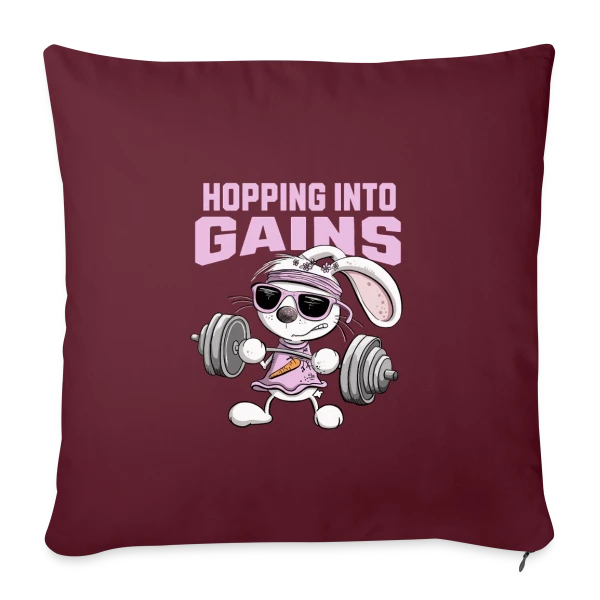 Lapin Musculation - Puissance Carottes sur Housse de coussin décorative 45 x 45 cm