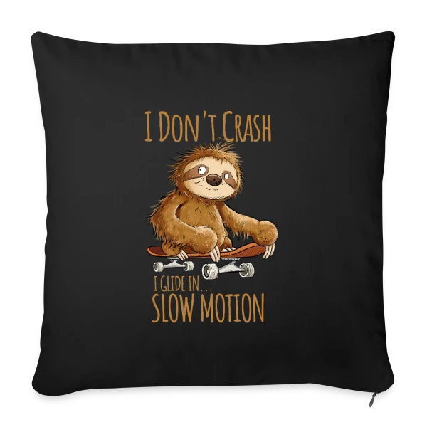 Paresseux Skateboarder - 'I Don't Crash' - T-shirt Relax sur Housse de coussin décorative 45 x 45 cm