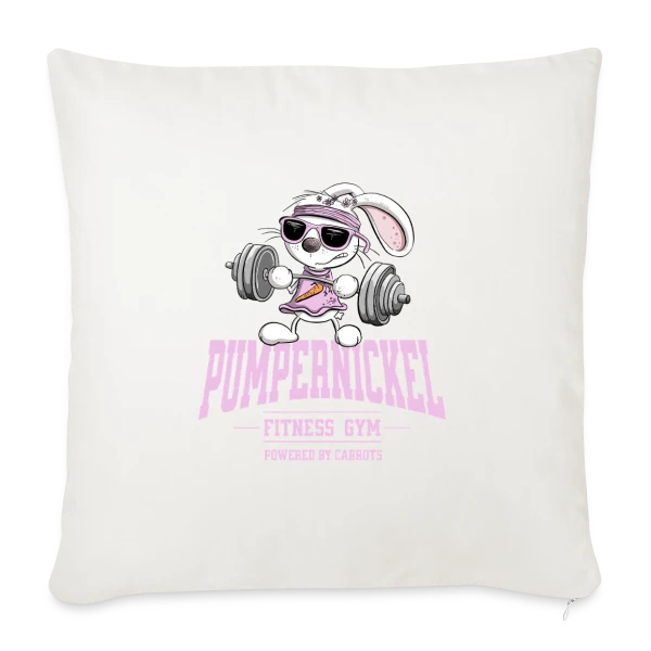 Lapin Costaud 'Pumpernickel Girl' - Fitness Humoristique sur Housse de coussin décorative 45 x 45 cm
