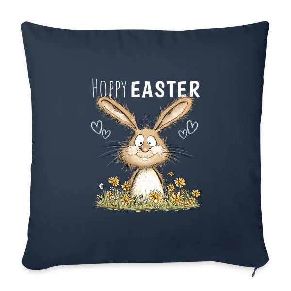 Joyeuses Pâques Lapin Fleuri sur Housse de coussin décorative 45 x 45 cm