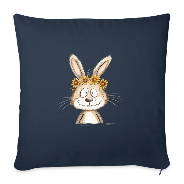 Lapin Rigolo Couronne Fleurs sur Housse de coussin décorative 45 x 45 cm