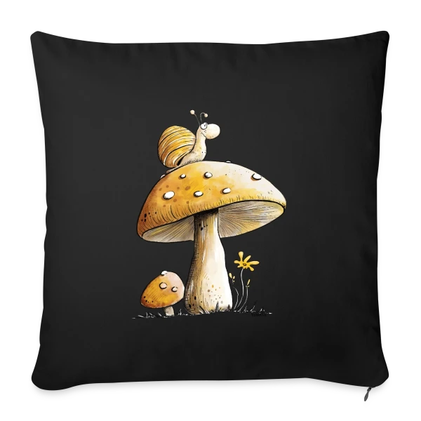 Escargot Rêveur sur Champignon sur Housse de coussin décorative 45 x 45 cm