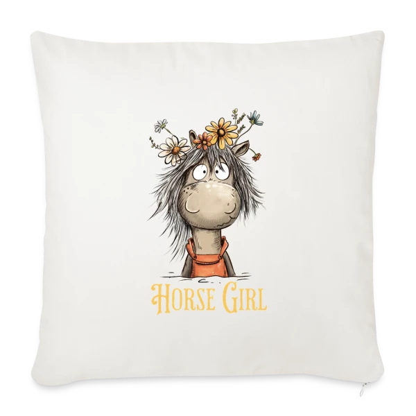 Cheval Rigolo Fleurs Sauvages sur Housse de coussin décorative 45 x 45 cm