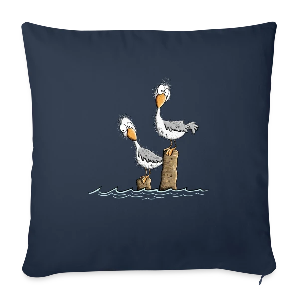 Mouettes drôles et mer du Nord sur Housse de coussin décorative 45 x 45 cm