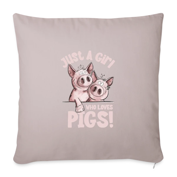 Fille et Cochons Adorables sur Housse de coussin décorative 45 x 45 cm