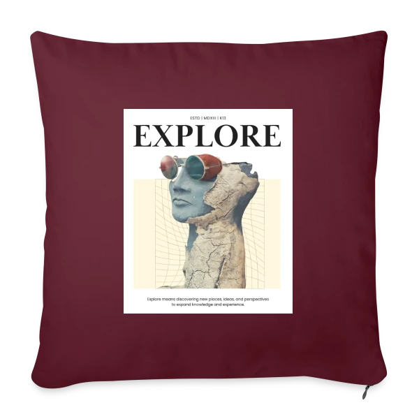 Exploration Artistique Vintage sur Housse de coussin décorative 45 x 45 cm