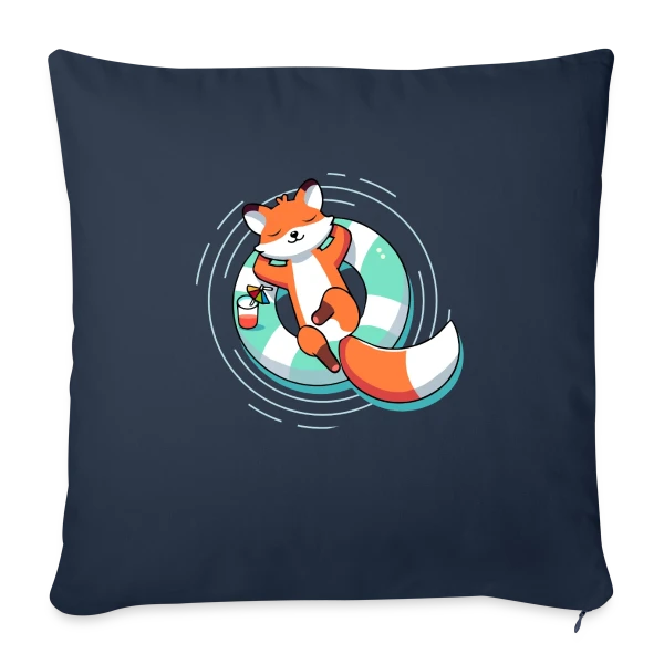 Renard Chill' en Bouée Tropicale sur Housse de coussin décorative 45 x 45 cm