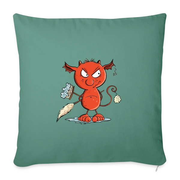 Petit diable du ménage - Nettoyage fun sur Housse de coussin décorative 45 x 45 cm