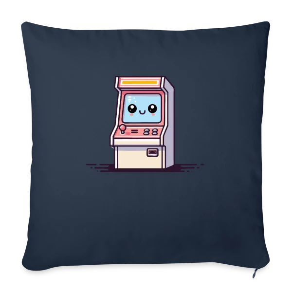 Borne d'Arcade Kawaii : Sourire Rétro Gaming sur Housse de coussin décorative 45 x 45 cm