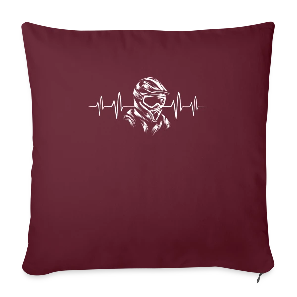 Casque Motocross & Battement de Cœur – Symbole Moto X sur Housse de coussin décorative 45 x 45 cm