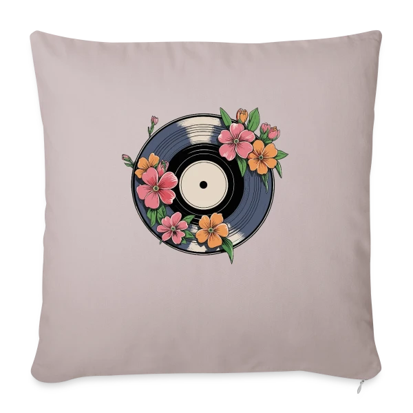 Vinyle Fleuri Rétro Artistique sur Housse de coussin décorative 45 x 45 cm