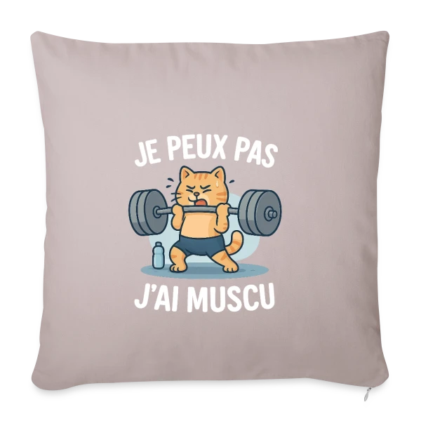 Je Peux Pas, J'ai Muscu ! Chat Bodybuilder Humour sur Housse de coussin décorative 45 x 45 cm
