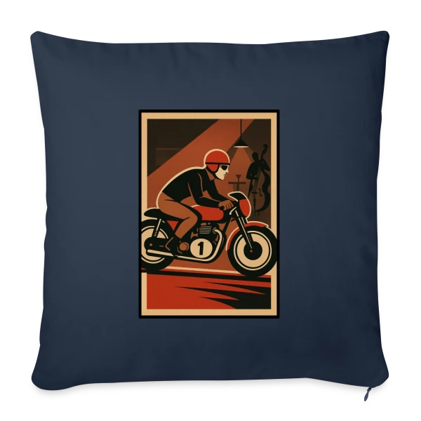 Pilote Moto Rétro Jazz sur Housse de coussin décorative 45 x 45 cm
