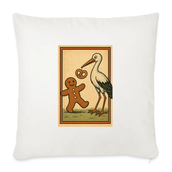 Cigogne et Mannele Alsacien sur Housse de coussin décorative 45 x 45 cm