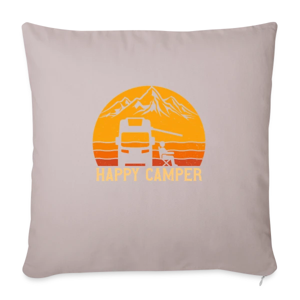 Campeur Heureux Rétro Design sur Housse de coussin décorative 45 x 45 cm