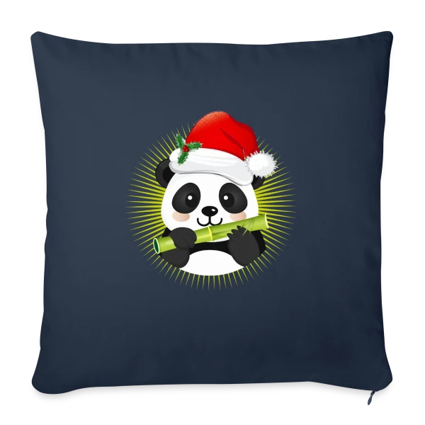 Panda Festif de Noël sur Housse de coussin décorative 45 x 45 cm