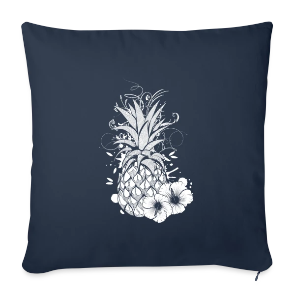 Ananas Tropical Blanc Stylisé sur Housse de coussin décorative 45 x 45 cm