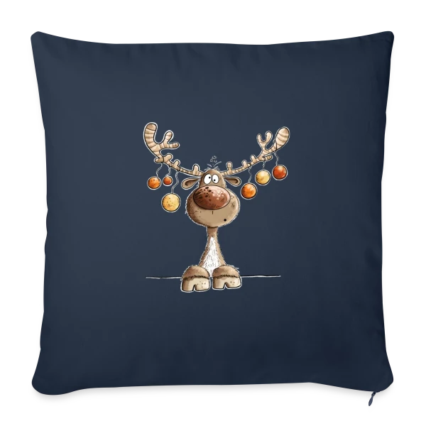 Rennes Festifs et Boules de Noël sur Housse de coussin décorative 45 x 45 cm