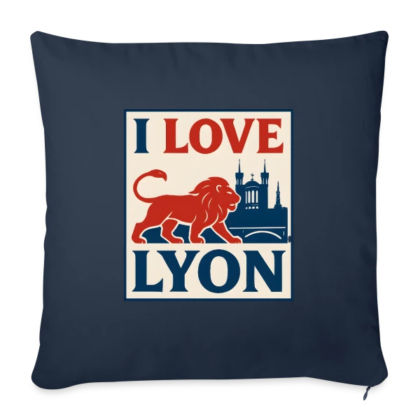 Fierté Lyonnaise Lion Vintage sur Housse de coussin décorative 45 x 45 cm