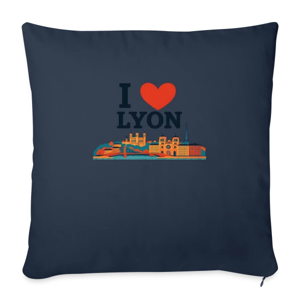 J'aime Lyon Skyline Coloré sur Housse de coussin décorative 45 x 45 cm