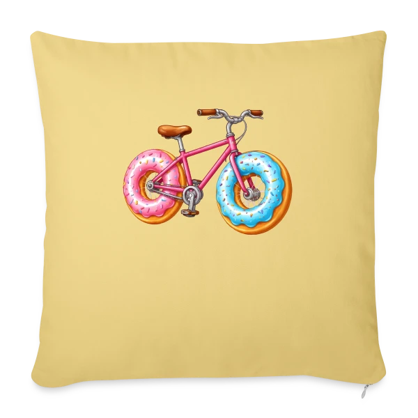 Cycliste Gourmand : Donut & Vélo Humoristique sur Housse de coussin décorative 45 x 45 cm