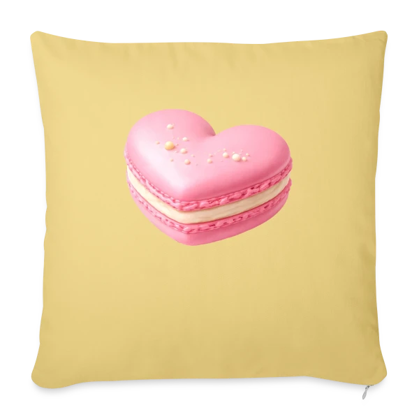 Macaron Cœur - Déclaration Gourmande sur Housse de coussin décorative 45 x 45 cm
