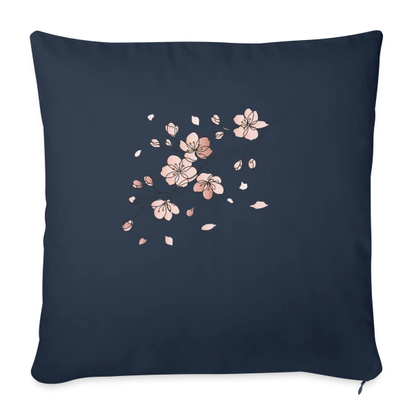 Line Art Fleurs de Cerisier sur Housse de coussin décorative 45 x 45 cm