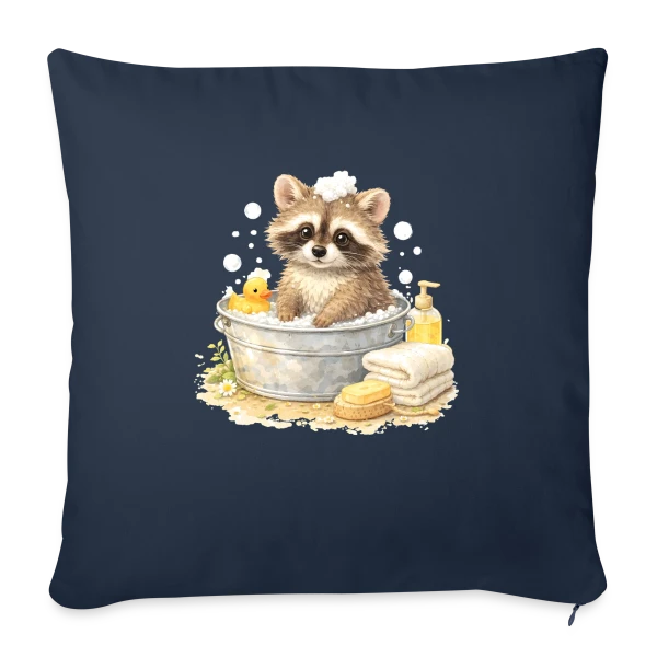 Bébé Raton Laveur dans le Bain sur Housse de coussin décorative 45 x 45 cm