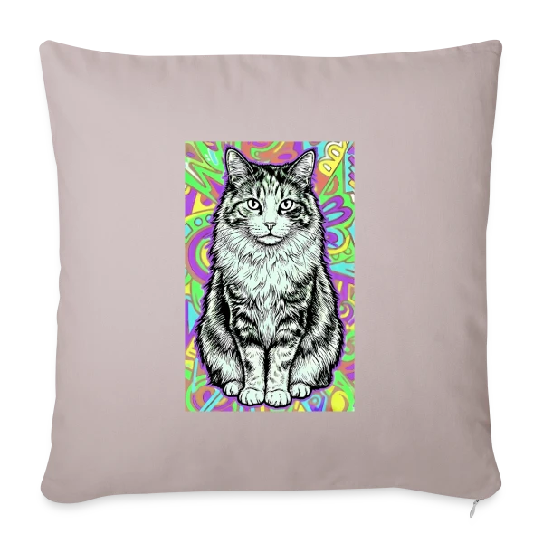 Chat Stylisé Psychédélique sur Housse de coussin décorative 45 x 45 cm