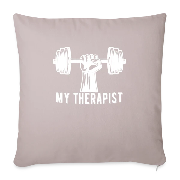 Ma Thérapeute : La Barre (de Musculation) ! Humour Sportif sur Housse de coussin décorative 45 x 45 cm