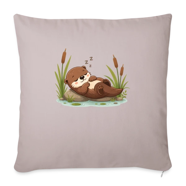 Loutre Endormie dans les Roseaux - Douceur Naturelle sur Housse de coussin décorative 45 x 45 cm