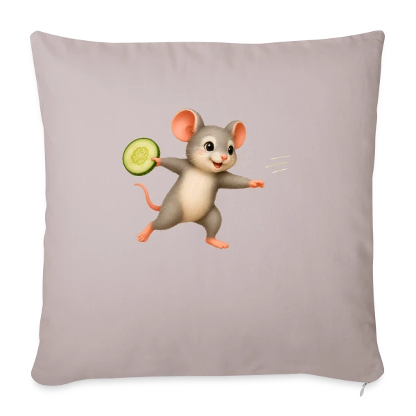La Souris Frisbee et la Tranche de Concombre sur Housse de coussin décorative 45 x 45 cm