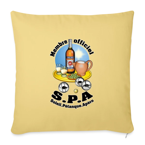 Club S.P.A : Soleil, Pétanque, Apéro ! sur Housse de coussin décorative 45 x 45 cm