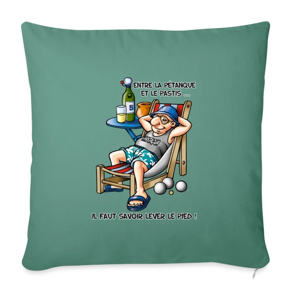 Entre la Pétanque et l'Apéro sur Housse de coussin décorative 45 x 45 cm