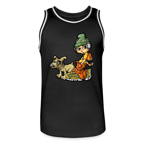 B-boy Hip Hop & son Chien sur Maillot de basket Homme