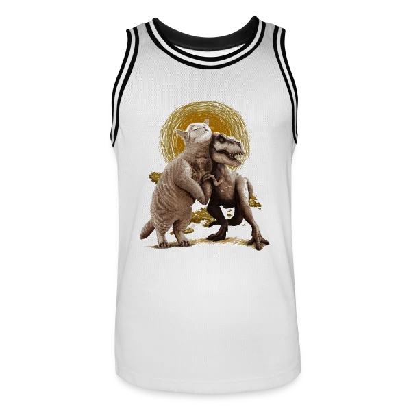 Chats et Dinos Amis : L'Aventure Décalée sur Maillot de basket Homme