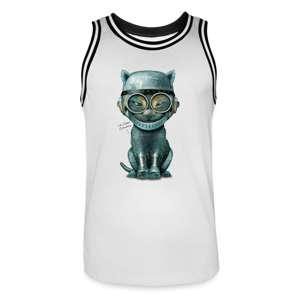 Chat Malin : Curiosité Féline sur Maillot de basket Homme
