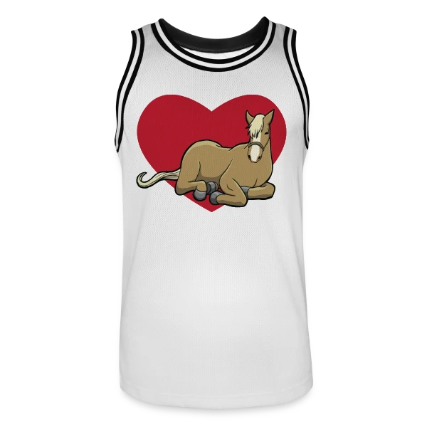 Cheval Câlin Cœur Rouge sur Maillot de basket Homme