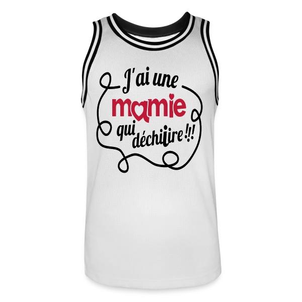 'Ma Mamie Déchire !' : Cadeau Original pour Super Grand-mère sur Maillot de basket Homme